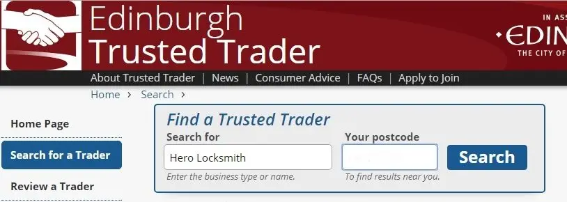 Trusted Trader locksmith in Edinburgh