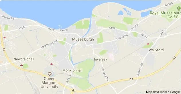 Map of area covered by Musselburgh locksmith
